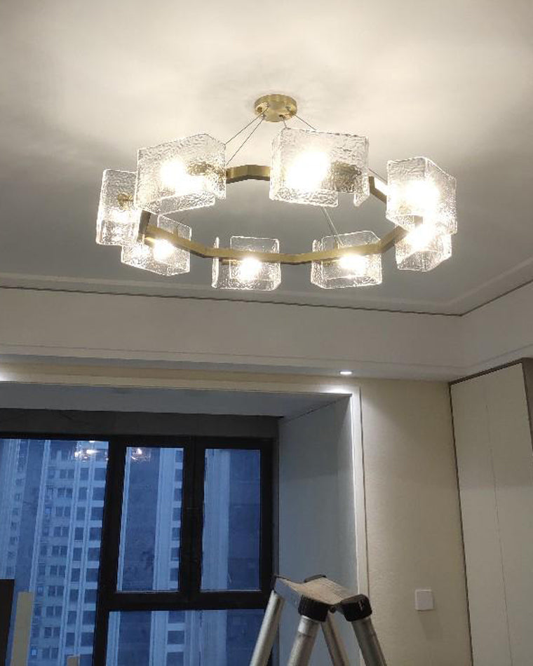 WOMO Textured Glass Round Chandelier-WM2174