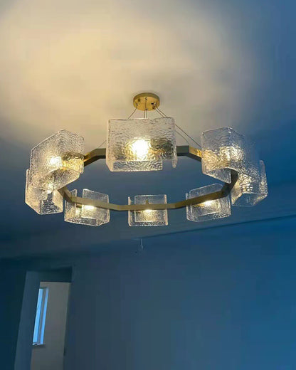 WOMO Textured Glass Round Chandelier-WM2174