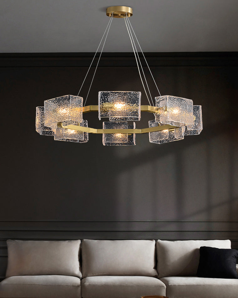 WOMO Textured Glass Round Chandelier-WM2174