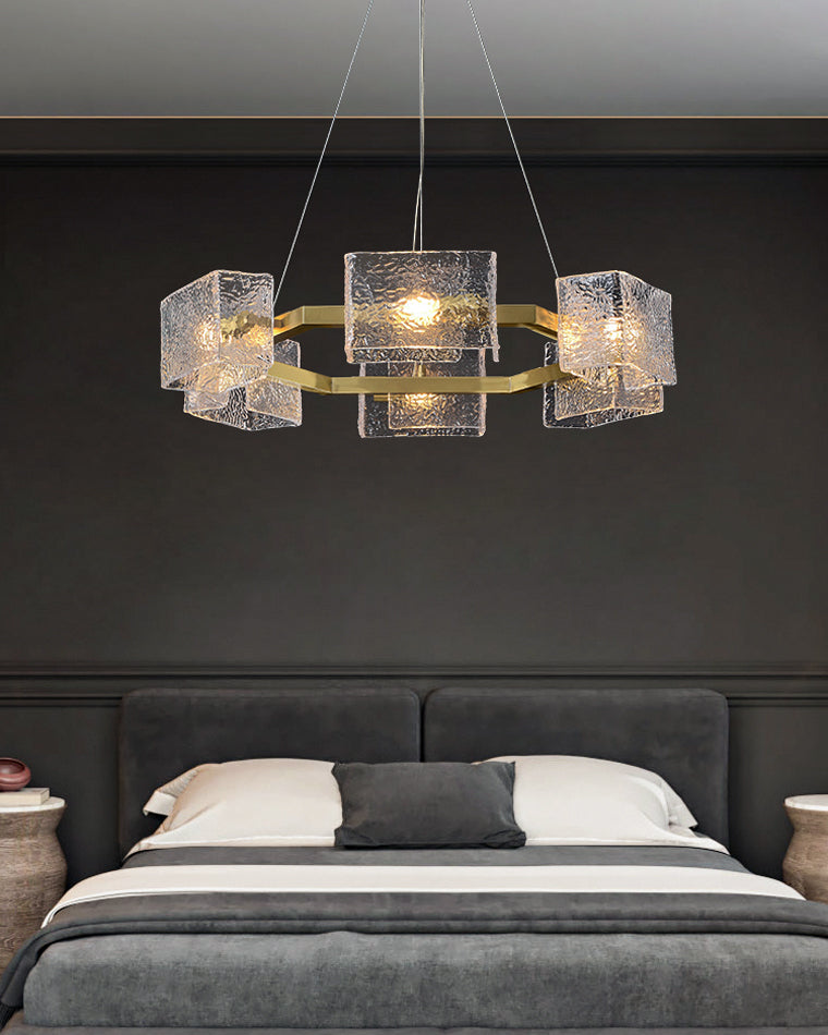 WOMO Textured Glass Round Chandelier-WM2174