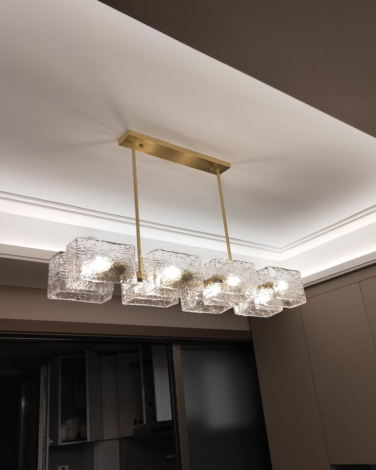 WOMO Textured Glass Linear Chandelier-WM2175