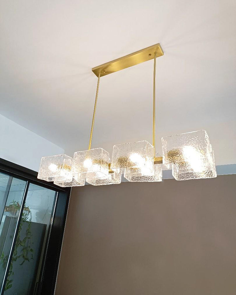 WOMO Textured Glass Linear Chandelier-WM2175