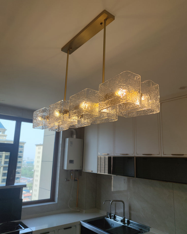 WOMO Textured Glass Linear Chandelier-WM2175