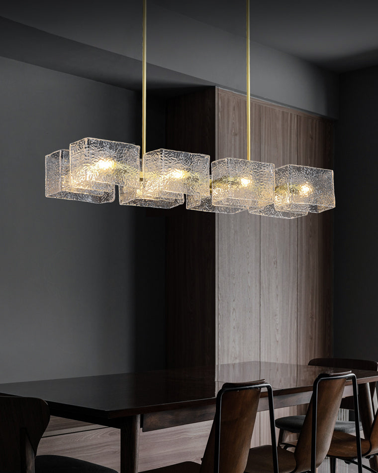 WOMO Textured Glass Linear Chandelier-WM2175