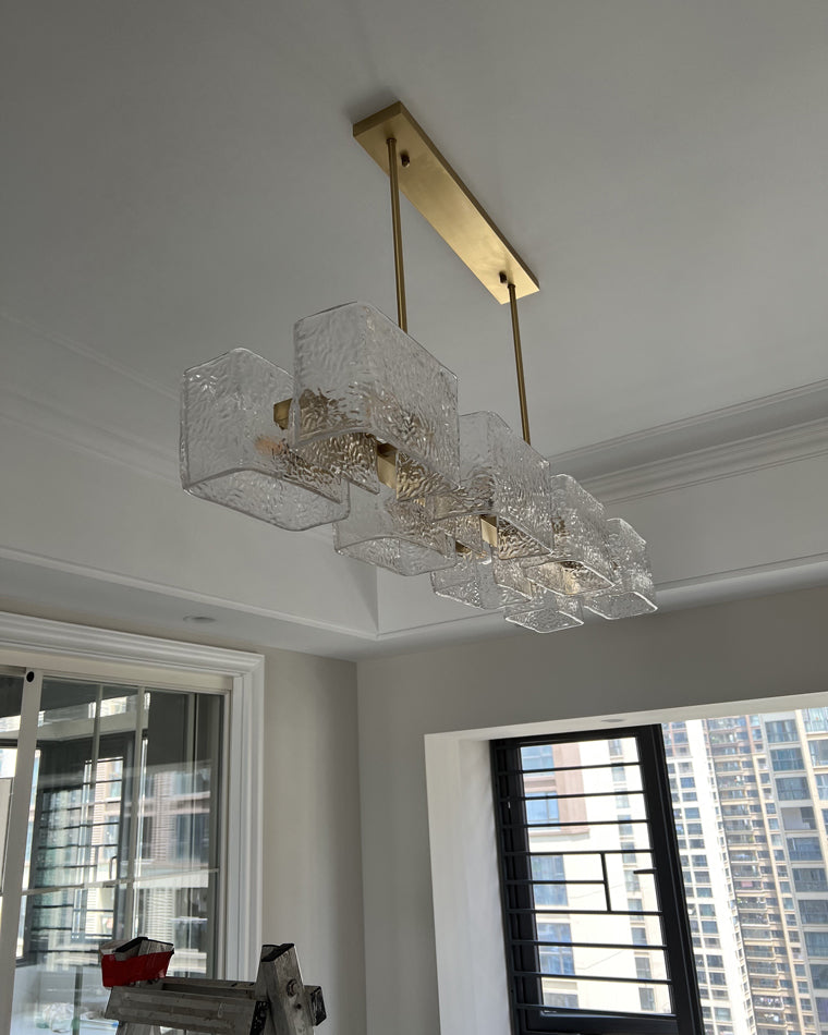 WOMO Textured Glass Linear Chandelier-WM2175