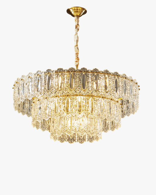 WOMO Textured Glass Tiered Chandelier-WM2177