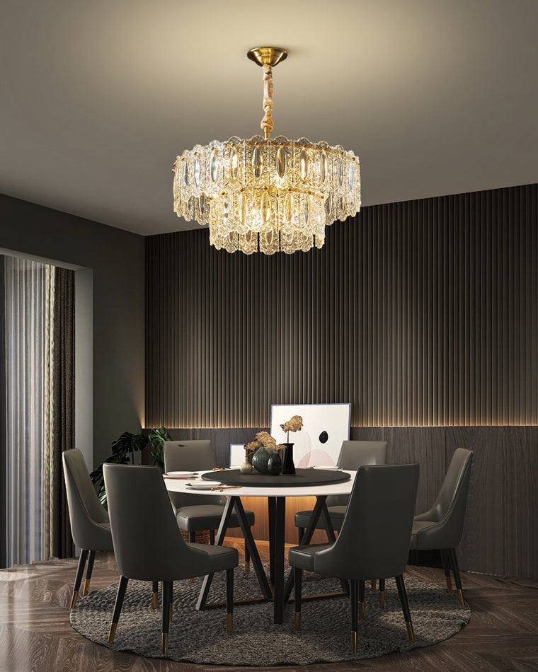 WOMO Textured Glass Tiered Chandelier-WM2177