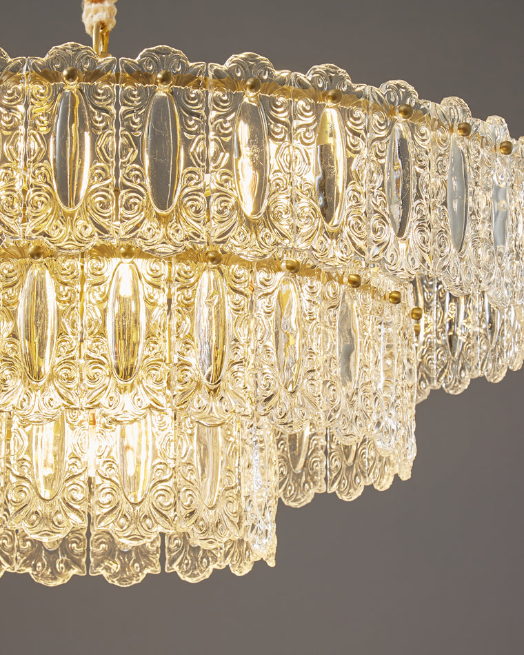 WOMO Textured Glass Tiered Chandelier-WM2177