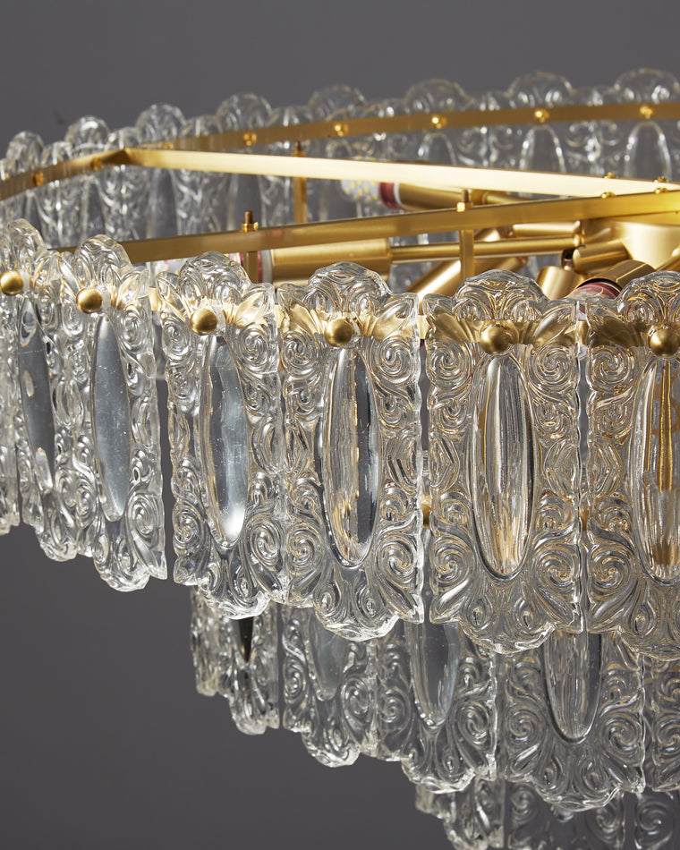 WOMO Textured Glass Tiered Chandelier-WM2177