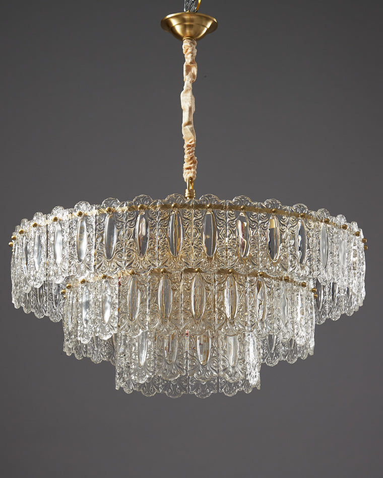 WOMO Textured Glass Tiered Chandelier-WM2177