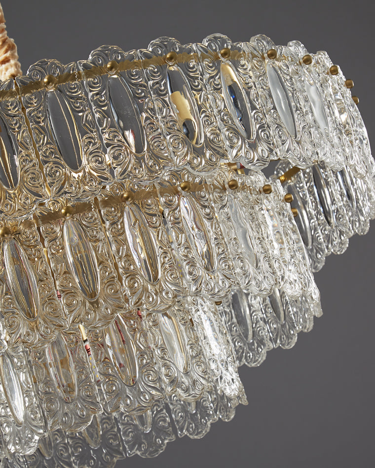 WOMO Textured Glass Tiered Chandelier-WM2177