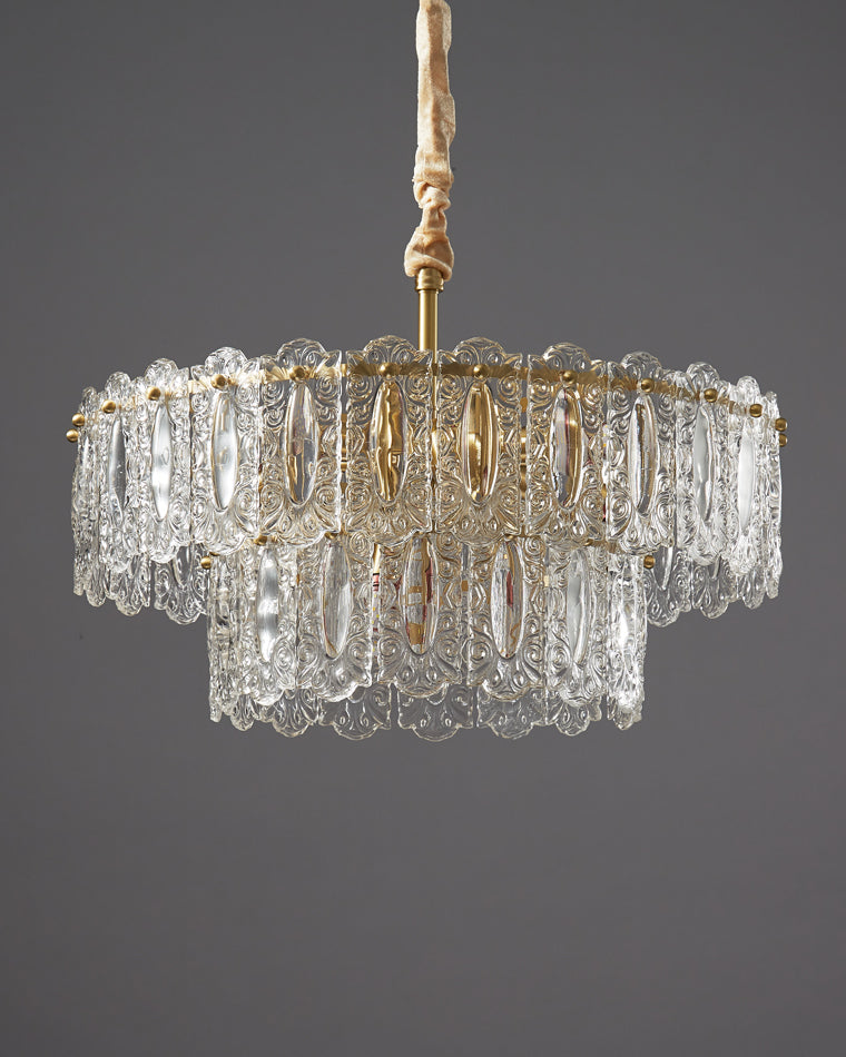 WOMO Textured Glass Tiered Chandelier-WM2177