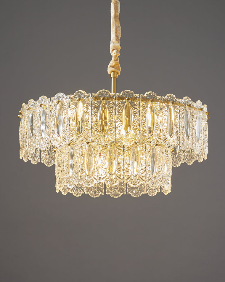 WOMO Textured Glass Tiered Chandelier-WM2177