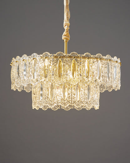 WOMO Textured Glass Tiered Chandelier-WM2177