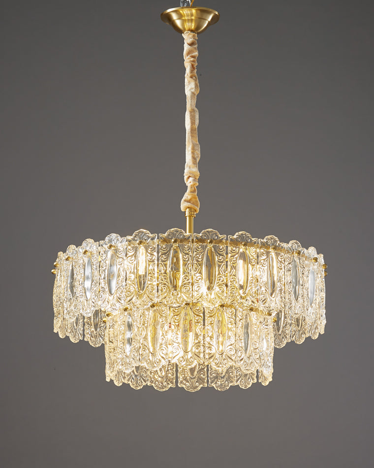 WOMO Textured Glass Tiered Chandelier-WM2177