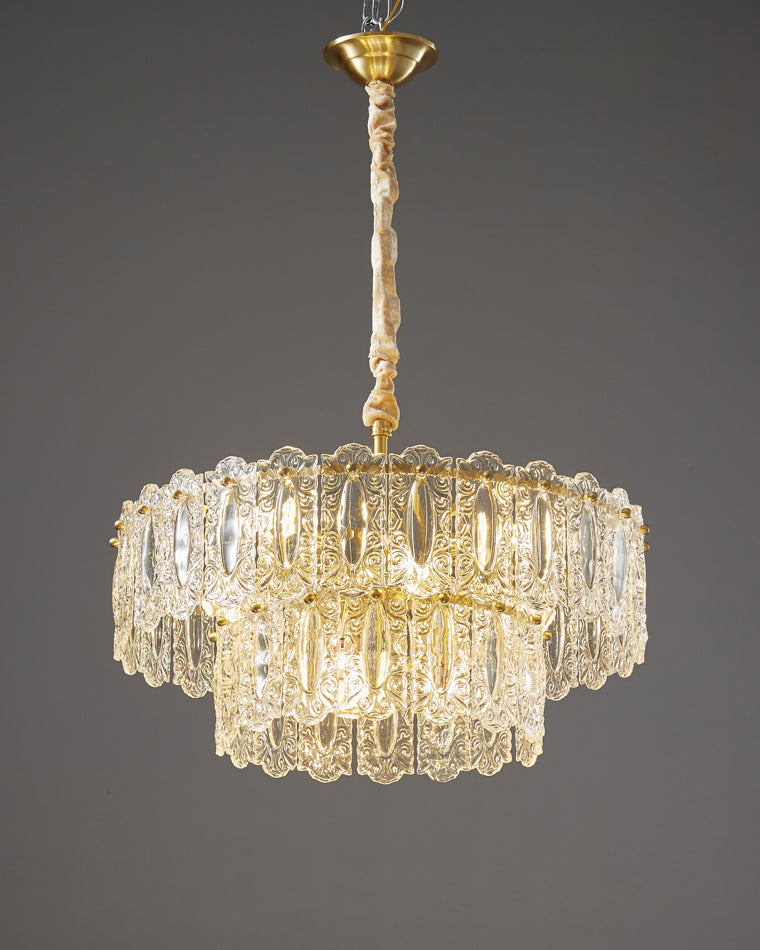 WOMO Textured Glass Tiered Chandelier-WM2177