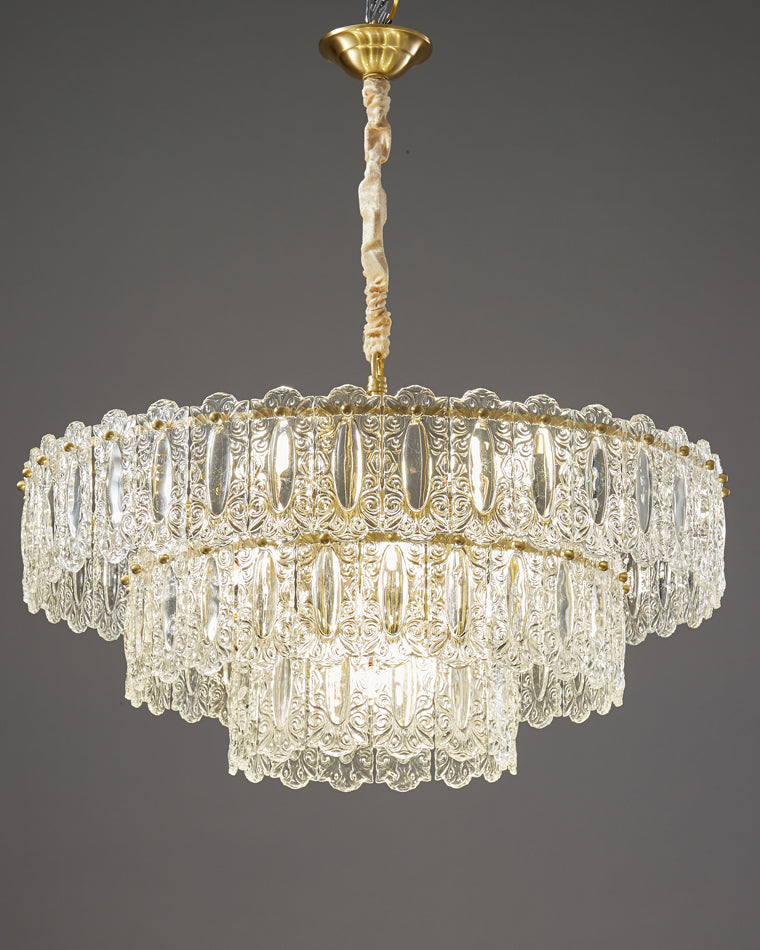 WOMO Textured Glass Tiered Chandelier-WM2177