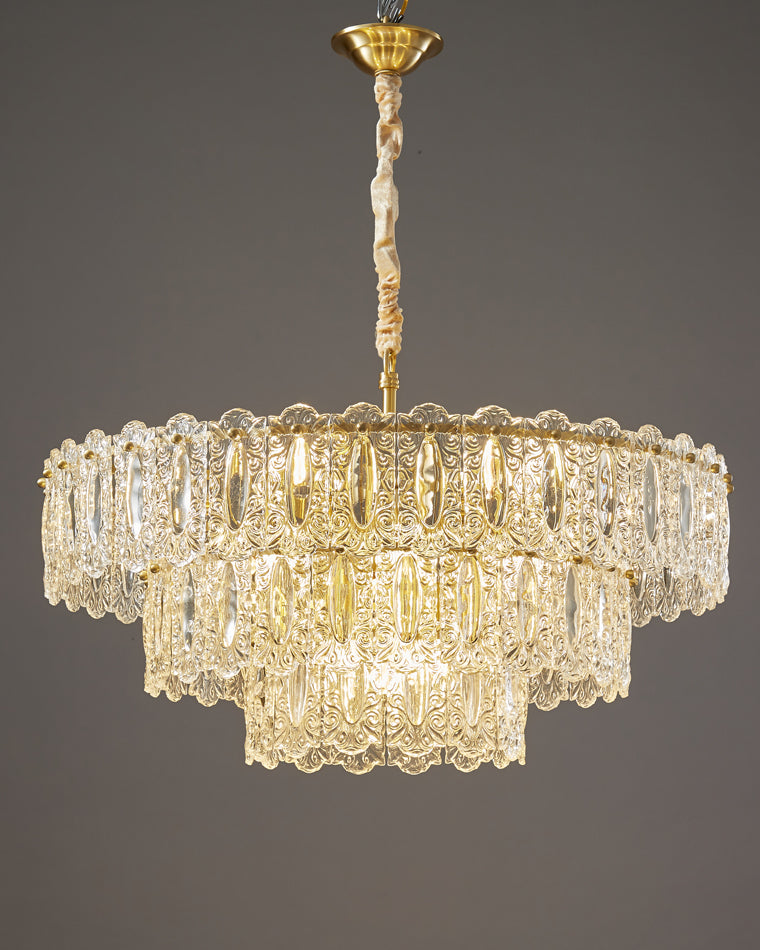 WOMO Textured Glass Tiered Chandelier-WM2177