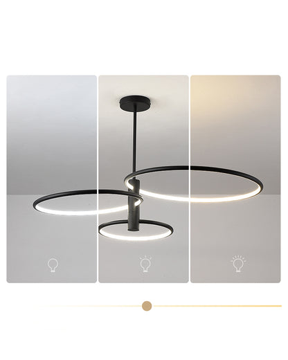 WOMO 3 Black LED Rings Chandelier-WM2179