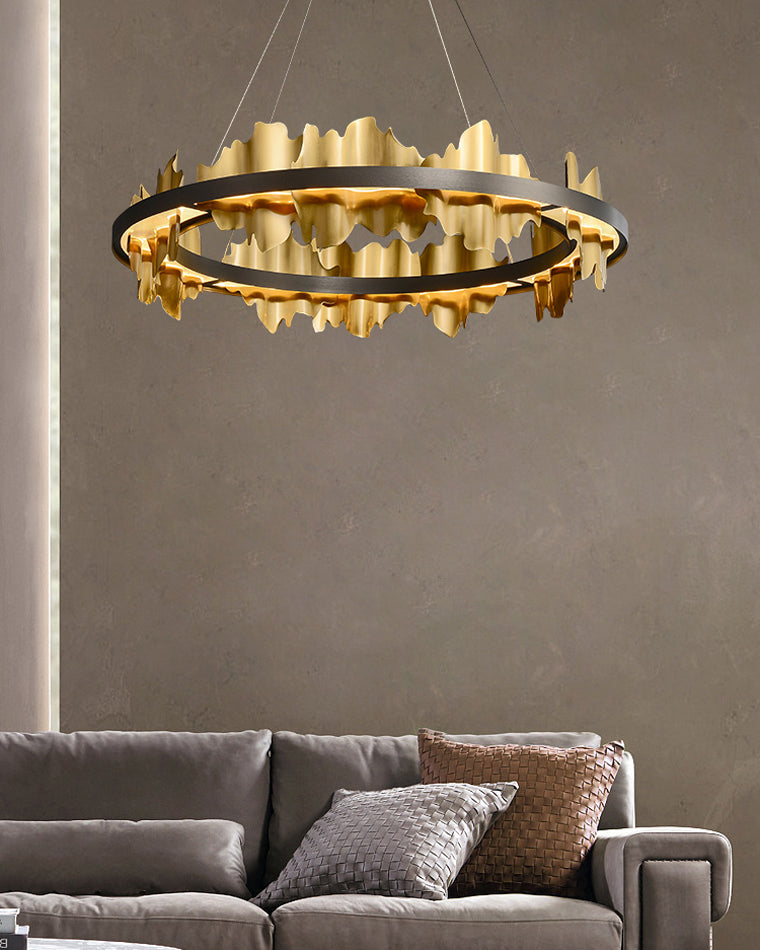 WOMO Iceberg 2 Tier Round Black and Gold Chandelier-WM2183