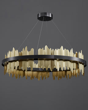 WOMO Iceberg 2 Tier Round Black and Gold Chandelier-WM2183