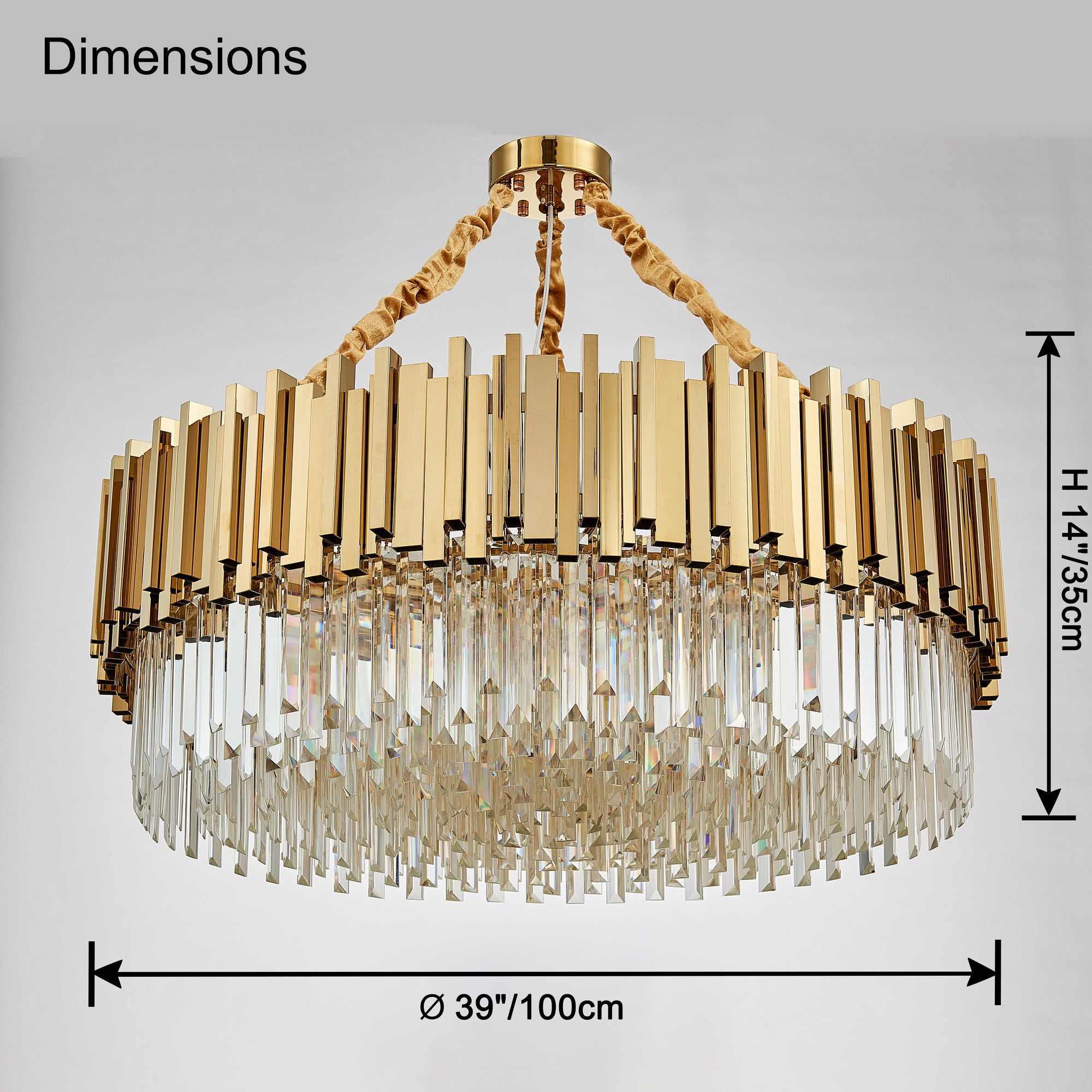 WOMO Gold Round Crystal Prism Chandelier-WM2185a