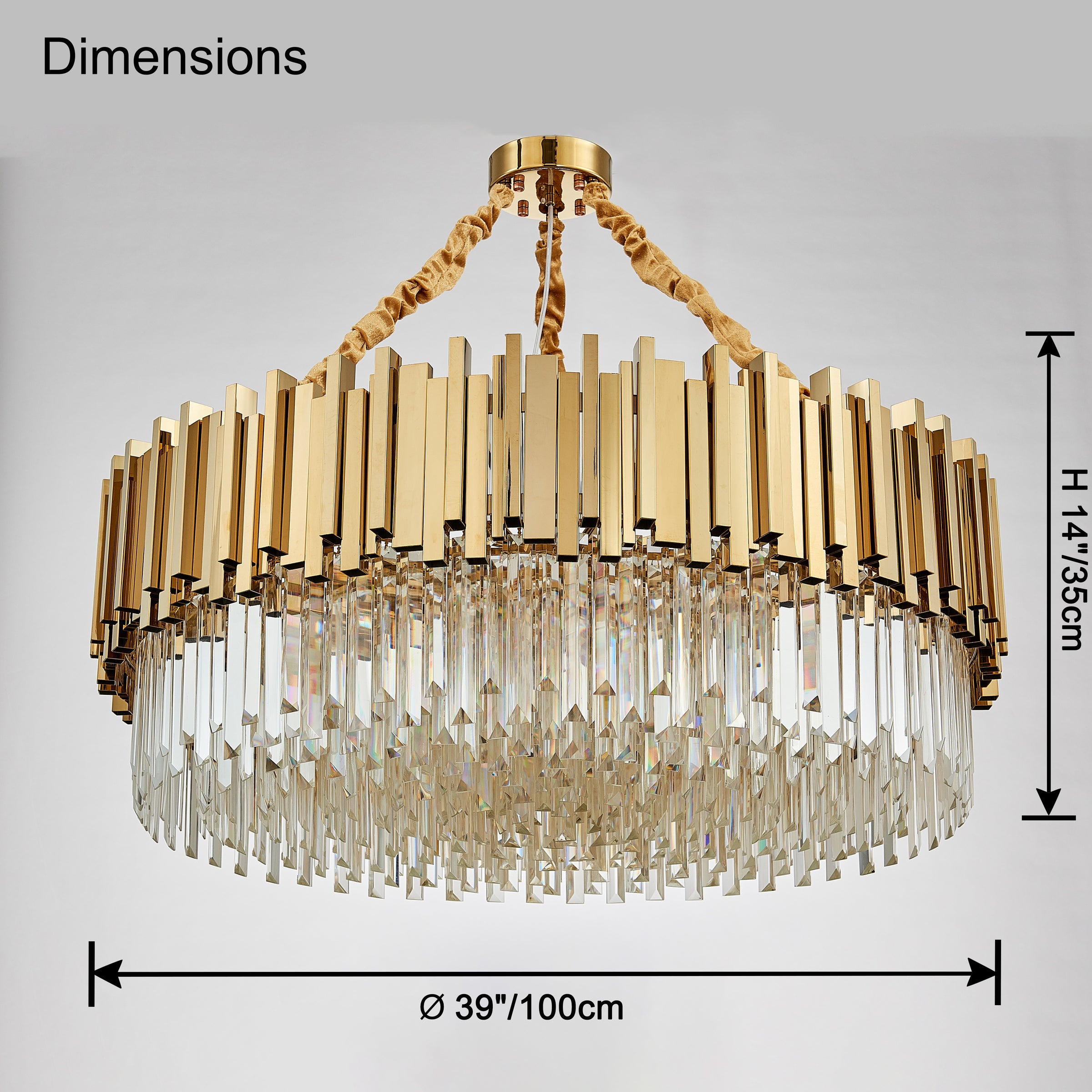 WOMO Gold Round Crystal Prism Chandelier-WM2185a