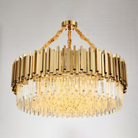 WOMO Gold Round Crystal Prism Chandelier-WM2185a