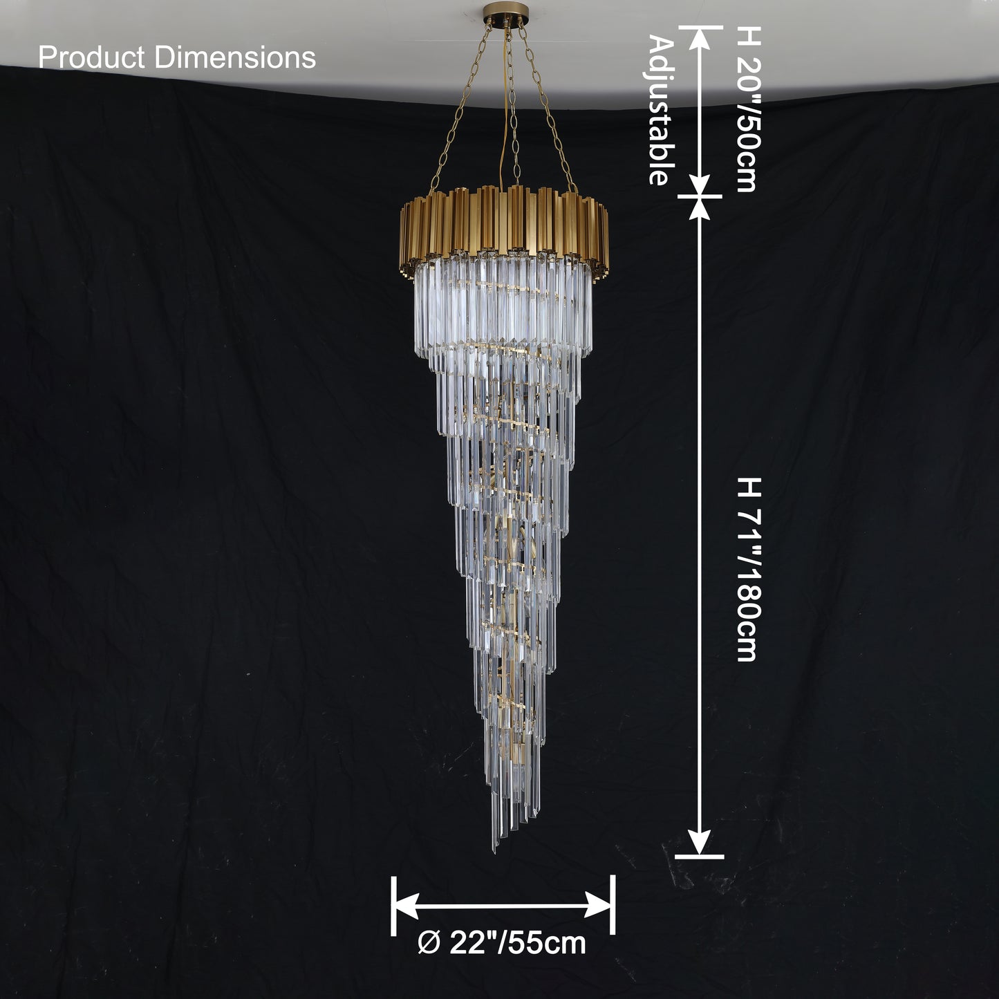 WOMO Gold Cascading Crystal Chandelier-WM2185d