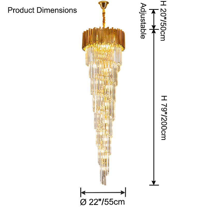 WOMO Gold Cascading Crystal Chandelier-WM2185d