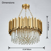 WOMO Gold Round Crystal Prism Chandelier-WM2185a