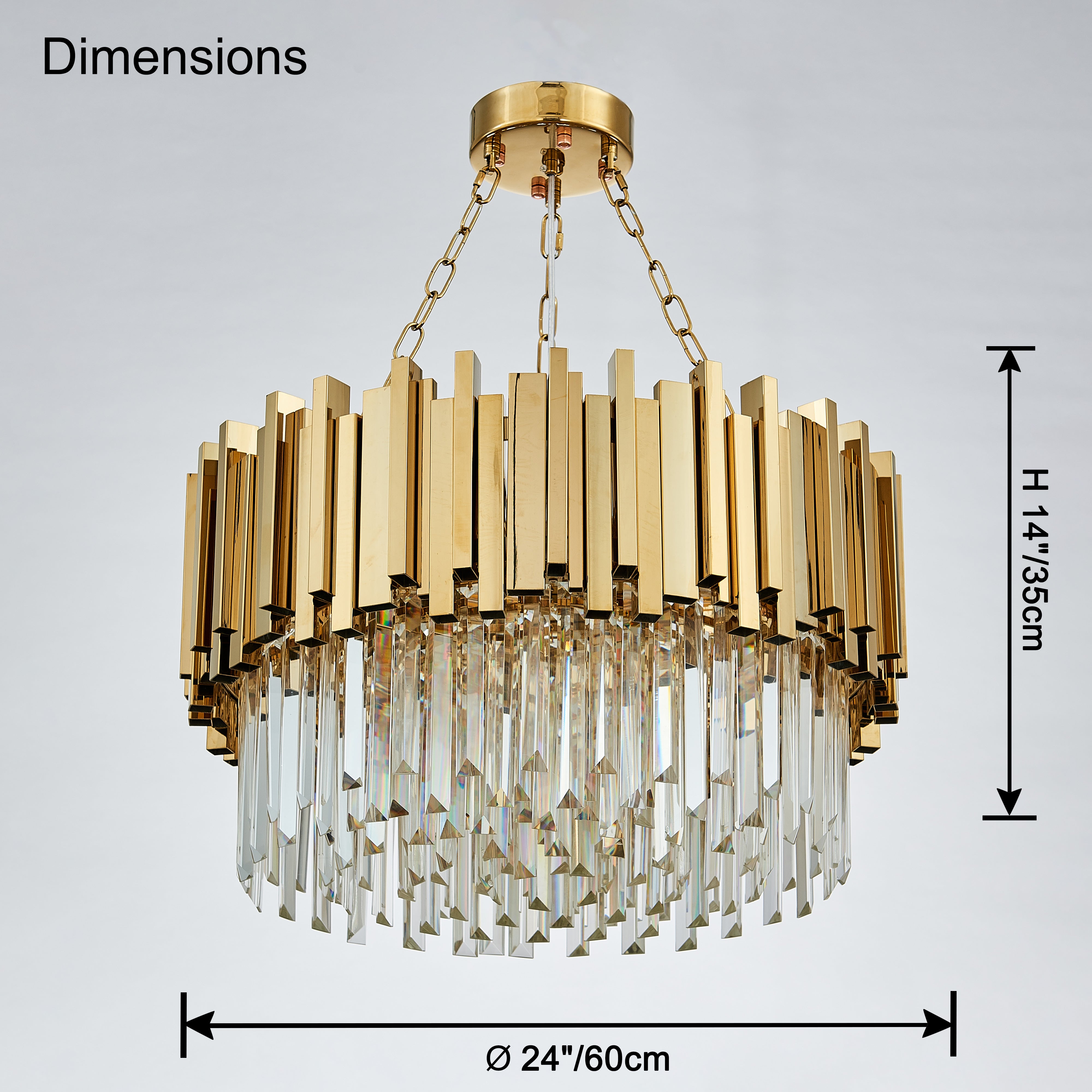 WOMO Gold Round Crystal Prism Chandelier-WM2185a