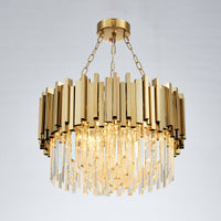 WOMO Gold Round Crystal Prism Chandelier-WM2185a