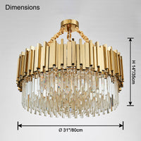 WOMO Gold Round Crystal Prism Chandelier-WM2185a