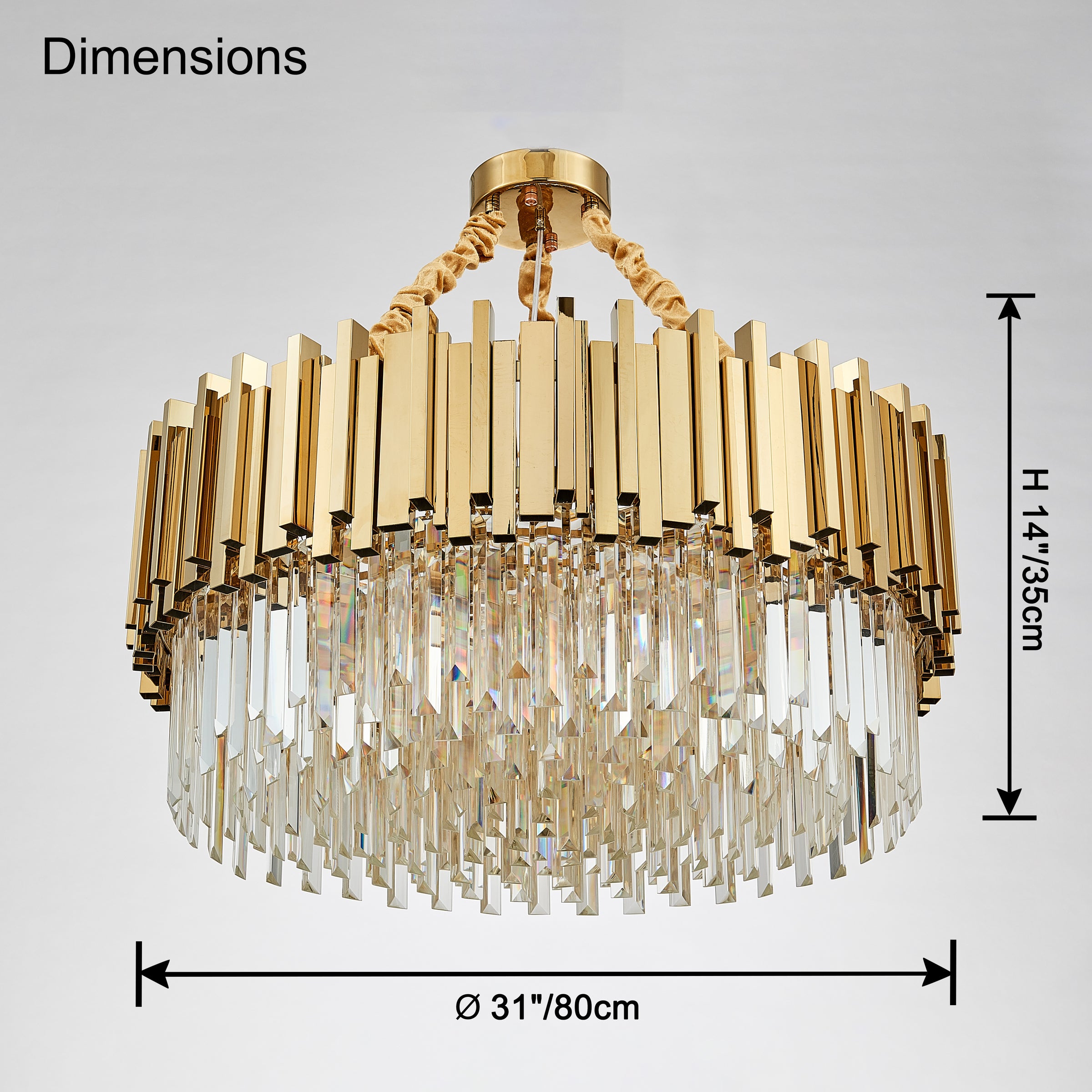 WOMO Gold Round Crystal Prism Chandelier-WM2185a