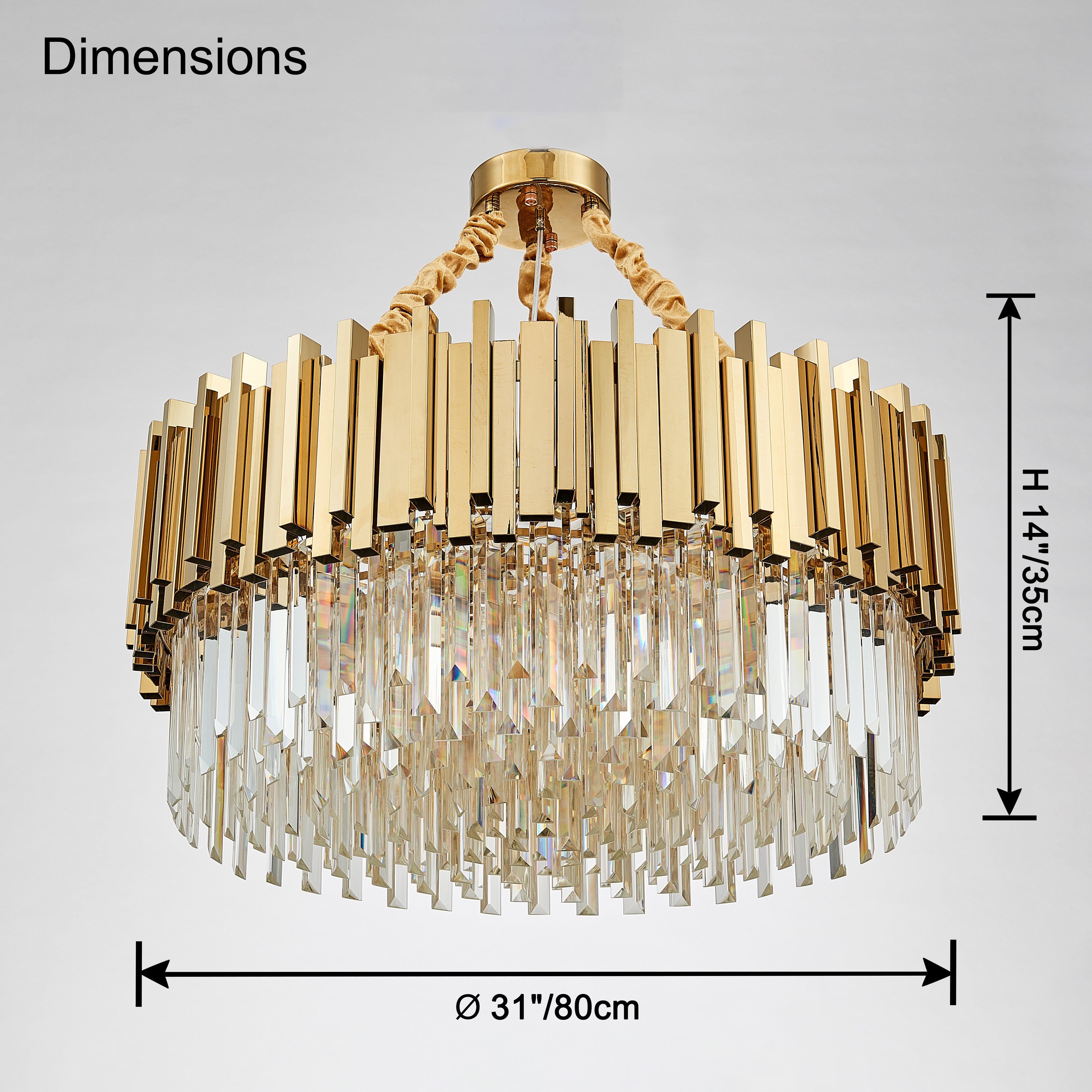 WOMO Gold Round Crystal Prism Chandelier-WM2185a