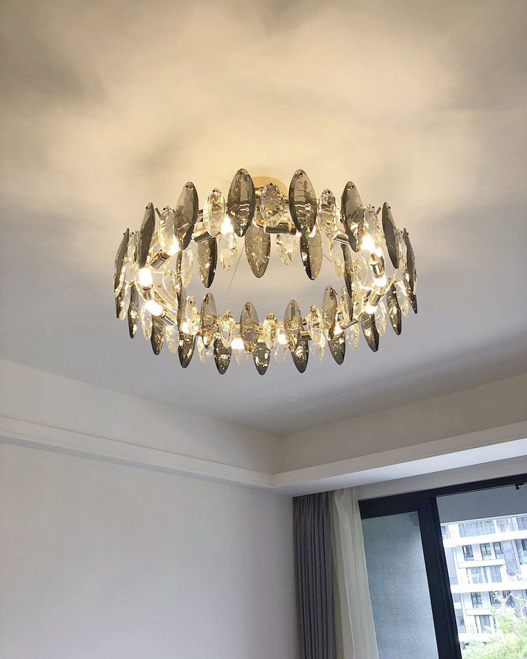 WOMO Smoked Crystal Round Chandelier-WM2187