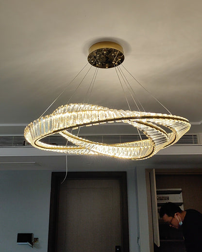 WOMO Möbius Crystal Prism Circular Chandelier-WM2191