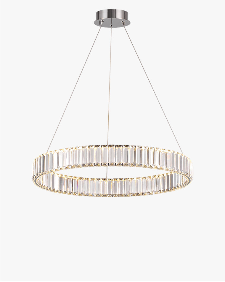 WOMO 2 Tier Crystal Prism Circular Chandelier-WM2192