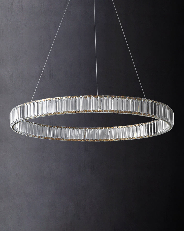 WOMO 2 Tier Crystal Prism Circular Chandelier-WM2192