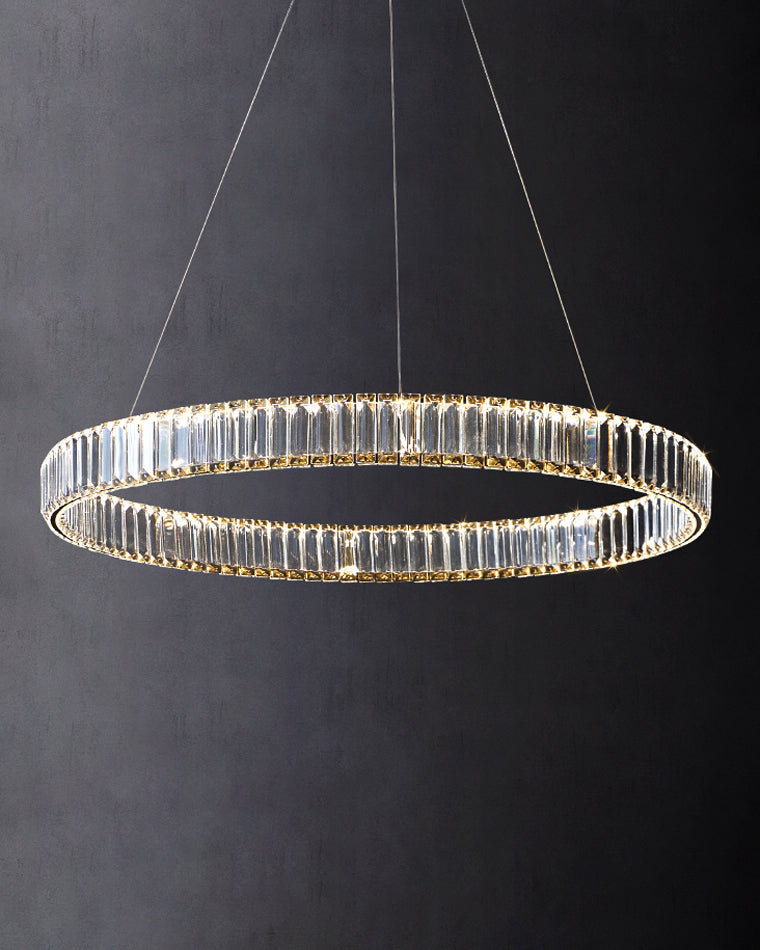 WOMO 2 Tier Crystal Prism Circular Chandelier-WM2192