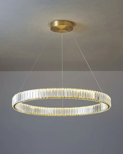 WOMO 2 Tier Crystal Prism Circular Chandelier-WM2192