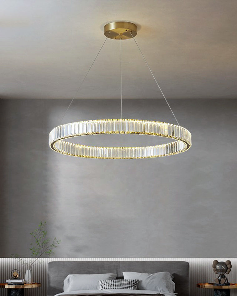 WOMO 2 Tier Crystal Prism Circular Chandelier-WM2192