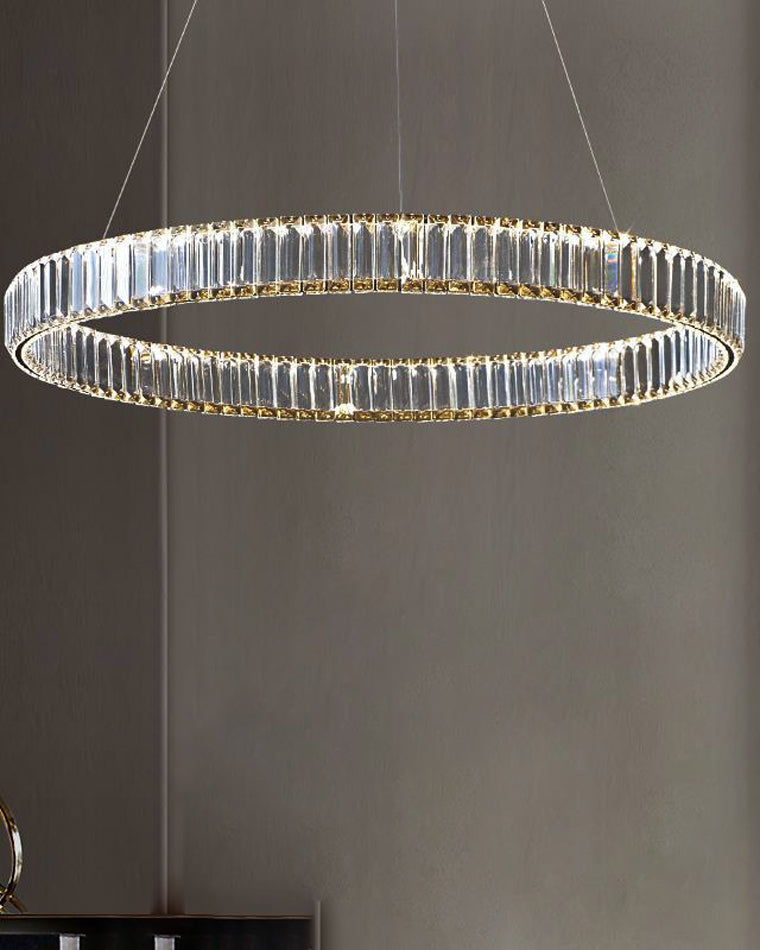 WOMO 2 Tier Crystal Prism Circular Chandelier-WM2192