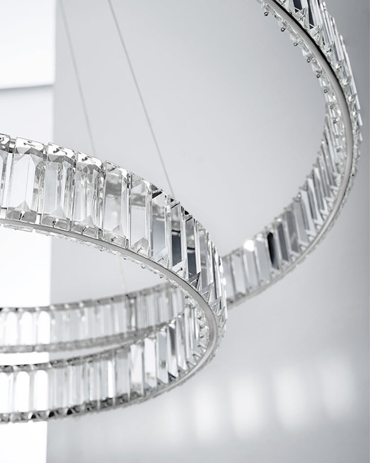 WOMO 2 Tier Crystal Prism Circular Chandelier-WM2192