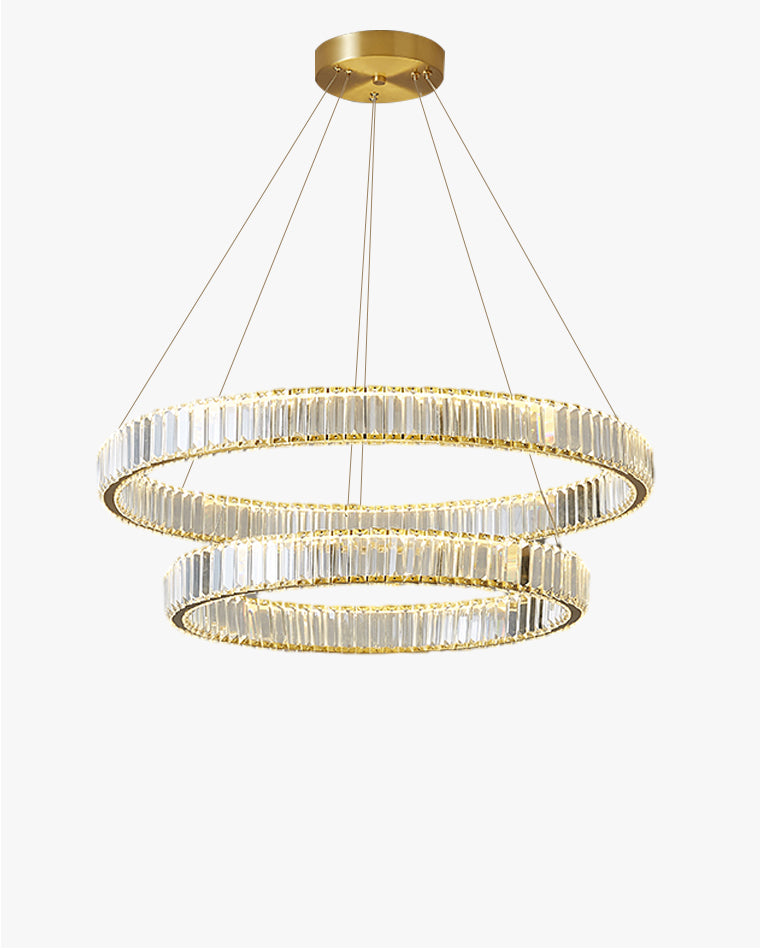 WOMO 2 Tier Crystal Prism Circular Chandelier-WM2192