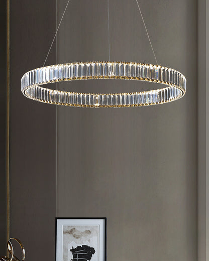 WOMO 2 Tier Crystal Prism Circular Chandelier-WM2192