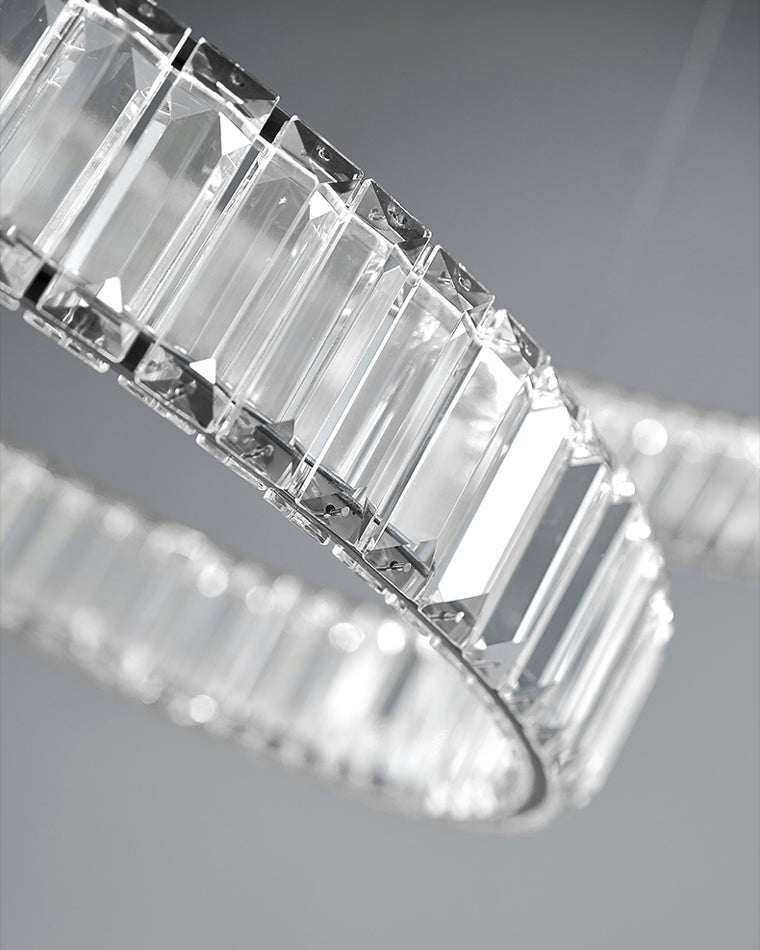 WOMO 2 Tier Crystal Prism Circular Chandelier-WM2192