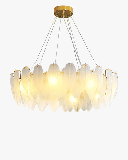 WOMO Frosted Glass Feather Chandelier-WM2196