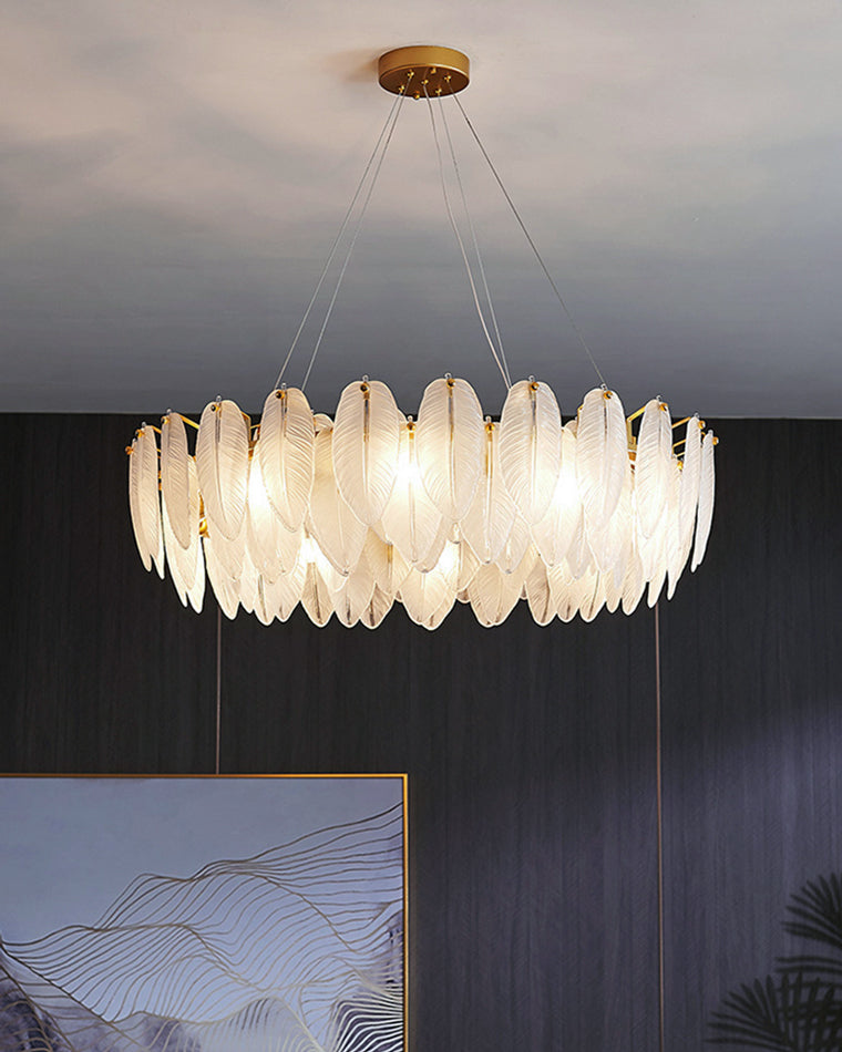 WOMO Frosted Glass Feather Chandelier-WM2196